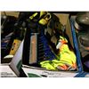 Image 3 : BENCH GRINDER, ELECTRIC ANGLE GRINDER, 3 BOXES OF ASSORTED TOOLS & HARDWARE, RADIO & MANUAL PUNCH