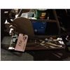 Image 5 : BENCH GRINDER, ELECTRIC ANGLE GRINDER, 3 BOXES OF ASSORTED TOOLS & HARDWARE, RADIO & MANUAL PUNCH