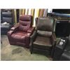 Image 1 : RED EMPIRE LEATHER POWERED RECLINING THEATER ARM CHAIR ( DAMAGE ON SIDE )