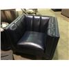 Image 3 : SEVERINO BLUE LEATHER 3 SEAT SOFA & 2 ARM CHAIRS