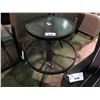 Image 1 : BLACK CAST ALUMINUM & GLASS OUTDOOR PATIO TABLE AND END TABLE