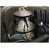 Image 2 : BLACK CAST ALUMINUM & GLASS OUTDOOR PATIO TABLE AND END TABLE