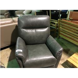 AMAX MODEL GREY LEATHER MANUAL RECLINING ARM CHAIR