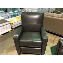 AMAX MODEL GREY LEATHER MANUAL RECLINING ARM CHAIR