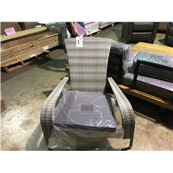 PAIR OF GREY PLASTIC RATTAN OUTDOOR MUSKOKA CHAIRS