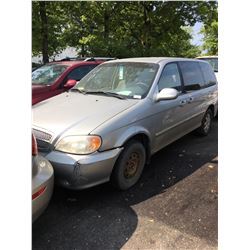 2004 KIA SEDONA, GREY, 4DRSW, GAS, AUTOMATIC, VIN#KNDUP131746580096, TMU *NO KEYS, MUST TOW, NOT