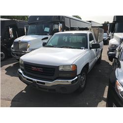 2003 GMC SIERRA, 2DRPU, WHITE, GAS, AUTOMATIC, VIN#1GTEC14X832104312, 153283KMS, RD,TW, HAS