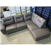 Image 1 : BROWN LEATHER SECTIONAL SOFA
