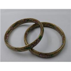 PAIR OF HAND PAINTED CLOISONNE ENAMEL BANGLES