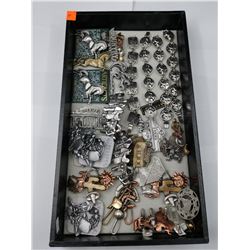 ENTIRE TRAY OF WESTERN/HORSE THEMED BRACELETS, BROOCHES, AND MORE