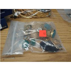 BAG OF JEWELRY INCLUDING BULOVA WATCH, PENDANTS, BROOCHES AND MORE