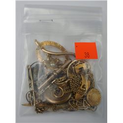 BAG OF GOLD COLORED NECKLACES, RINGS AND MORE