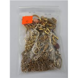 BAG OF GOLD COLORED NECKLACES, BRACELETS, EARRINGS AND MORE