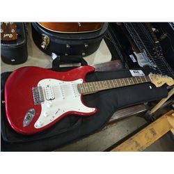 RED FENDER SQUIRE AFFINITY TELECASTER WITH FENDER GIG BAG