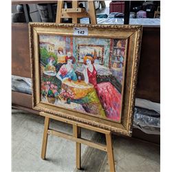 FRAMED OIL PAINTING, LUNCH DATE, SIGNED BOTTOM RIGHT