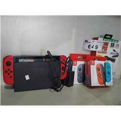 NINTENDO SWITCH CONSOLE WITH PAIR OF JOY-CONS AND SUPER GAMEPAD