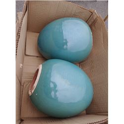 PAIR OF BLUE DECORATIVE PLANTERS