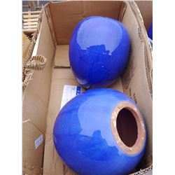 PAIR OF BLUE DECORATIVE PLANTERS