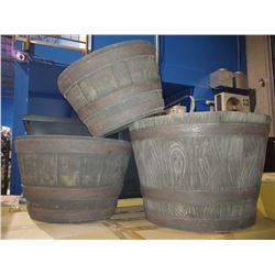 SET OF 3 BARREL THEMED PLANTERS