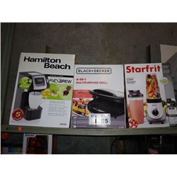 SHELF INCLUDING COFFEE MAKER, 4-IN-1 GRILL AND STARFRIT BLENDER