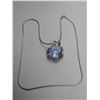 Image 2 : .925 STERLING SILVER NECKLACE WITH BLUE STONE PENDANT