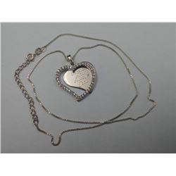 .925 STERLING SILVER NECKLACE WITH WHITE GEM HEART PENDANT