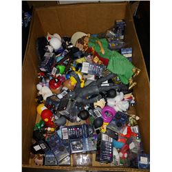 BOX OF ASSORTED ACTION FIGURES AND TOYS