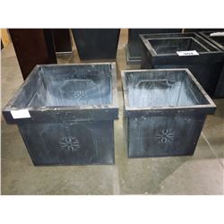 PAIR OF SQUARE METAL PLANTERS