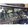 Image 2 : SHELF OF MOTORCYCLE GEAR INCLUDING HELMETS, LEATHER, BOOTS, GLOVES AND MORE