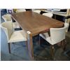 Image 2 : LARGE WOOD DINING TABLE (SCRATCHED ON TOP) WITH 6 CREAM CHAIRS