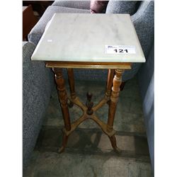 STONE TOP WOOD SIDE TABLE