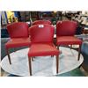 Image 1 : 4 RED LEATHER DINING CHAIRS