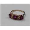 Image 2 : ANTIQUE 14KT YELLOW GOLD GARNET & PURPLE PASTE AND WHITE NATURAL SEED PEARL DRESS RING WITH