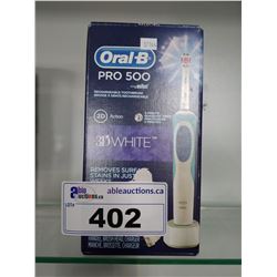 ORAL B PRO 500 RECHARGEABLE TOOTHBRUSH