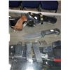 Image 2 : CROSMAN MODEL 38T .22 CAL PELLET GUN, BK KNIFE, CARTRIDGES AND MORE