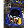 Image 2 : STAINLESS STEEL SINK, BUCKET OF CLAMPS AND BIN WITH CONTENTS
