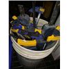 Image 3 : STAINLESS STEEL SINK, BUCKET OF CLAMPS AND BIN WITH CONTENTS