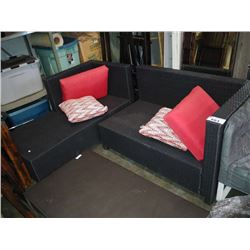 2 PIECE WICKER PATIO SECTIONAL WITH 4 PILLOWS