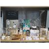 Image 2 : SHELF OF OFFICE DECOR/SUPPLIES INCLUDING MAGNETIC CHALK BOARD ORGANIZER, MARBLE DECOR, GLASS LAMP,