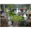 Image 2 : LARGE COLLECTION OF ASSORTED FAUX PLANTS AND SUCCULENTS INCLUDING LARGE GLASS VASE