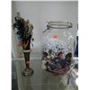 Image 2 : GLASS JAR FILLED WITH COSTUME JEWELLERY AND COLLECTION OF DECORATIVE HAIR STICKS