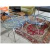 Image 2 : GLASS TOP METAL COFFEE TABLE WITH PAIR OF MATCHING SIDE TABLES
