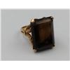 Image 2 : GOLD COLORED RING WITH LARGE SMOKEY BROWN STONE