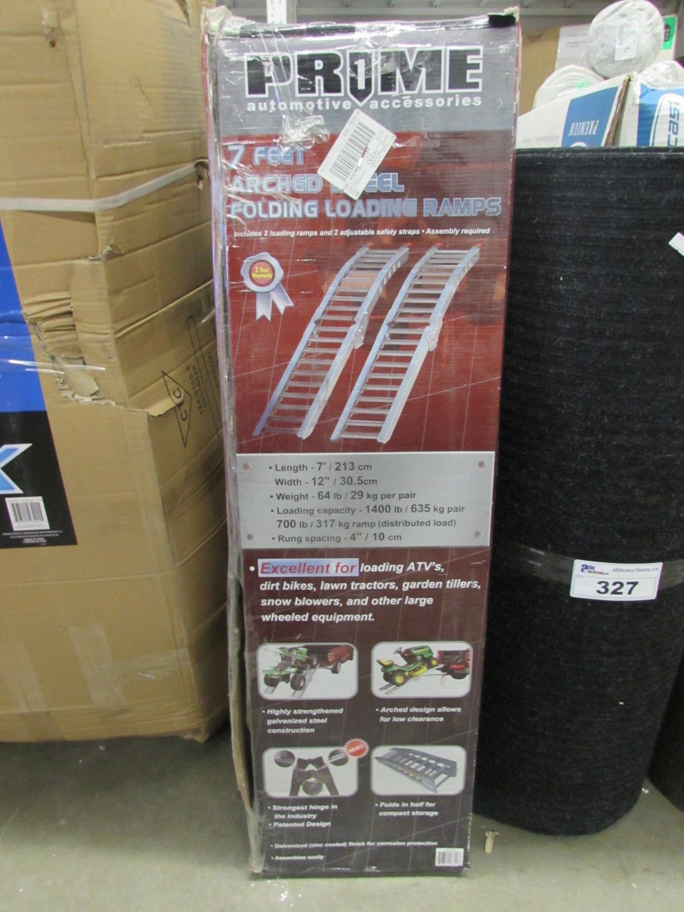 PRIME AUTOMOTIVE 7' ARCHED STEEL FOLDING LOADING RAMPS - Able Auctions