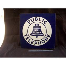 Public Telephone Sign Porcelain 18" x 1