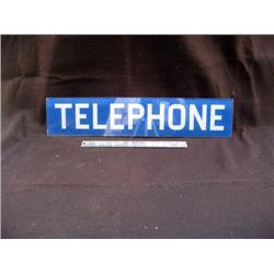 Telephone Blue Glass Sign 22 x 4 1/2