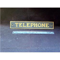 Telephone Brass Sign 13 1/2 x 2 1/2 one
