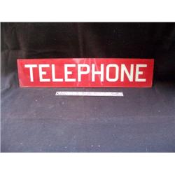 Telephone Red Glass Sign 5 1/2 x 25 1/2