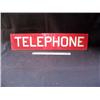 Image 1 : Telephone Red Glass Sign 5 1/2 x 25 1/2