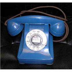 Blue 1930's Western Electric Model 302 Telephone